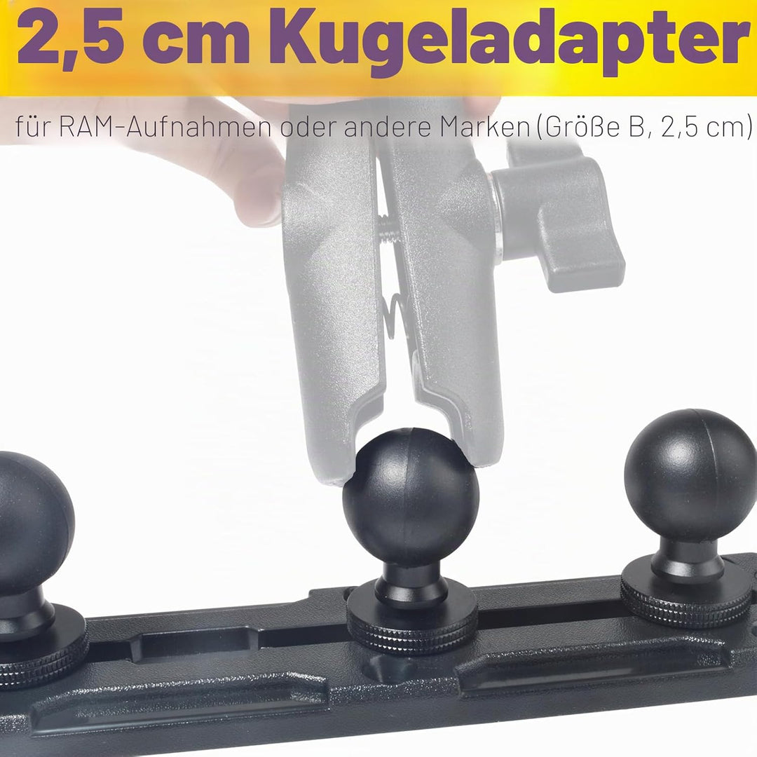 Universelle 25 mm Kugelhalter-Grundplatte – 3-Kugel-Hochleistungs-Montagebasis mit Schrauben, kompat