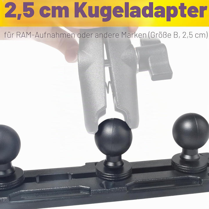 Universelle 25 mm Kugelhalter-Grundplatte – 3-Kugel-Hochleistungs-Montagebasis mit Schrauben, kompat