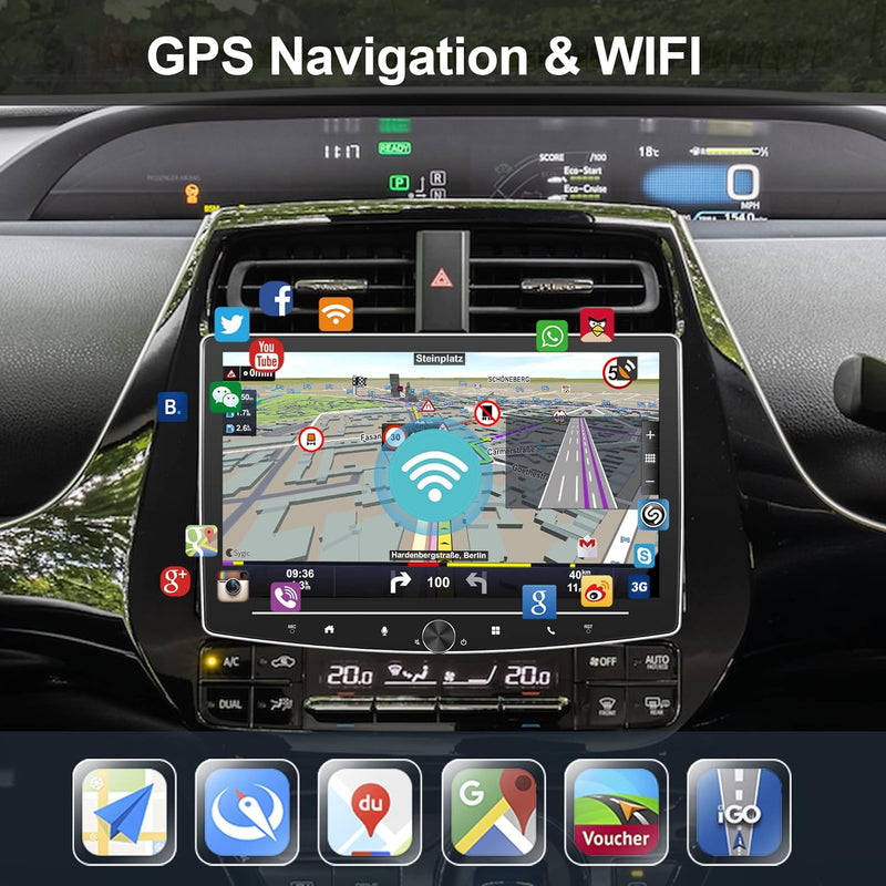 Podofo Android 11 Autoradio 1 din mit 10 Zoll drehbarem Bildschirm 2+32G physische Taste Mirror Link