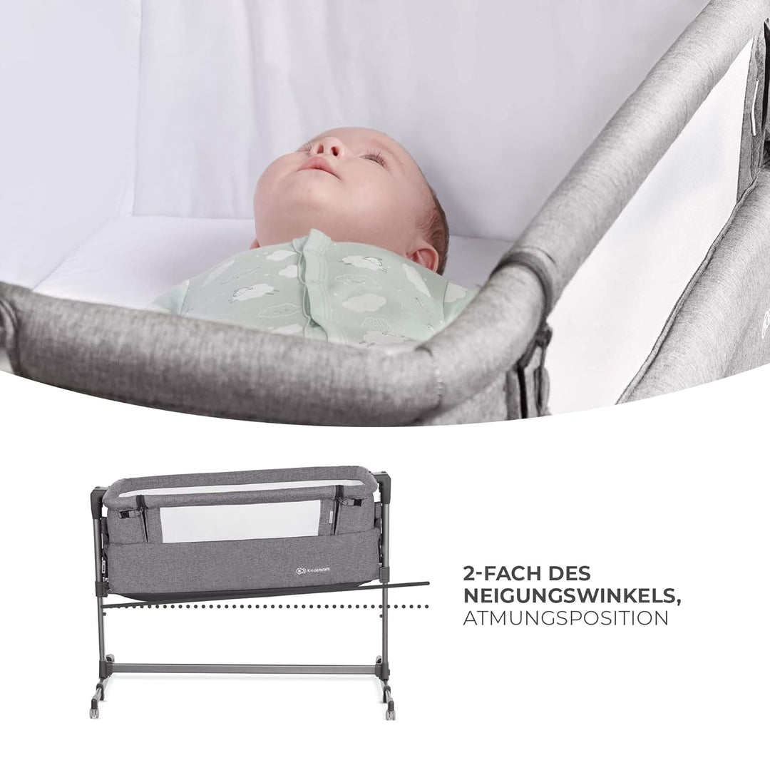 Kinderkraft Beistellbett NESTE UP, Babybetten, Zustellbett, Kinderbett, Kinderreisebett, 2 in 1, Höh