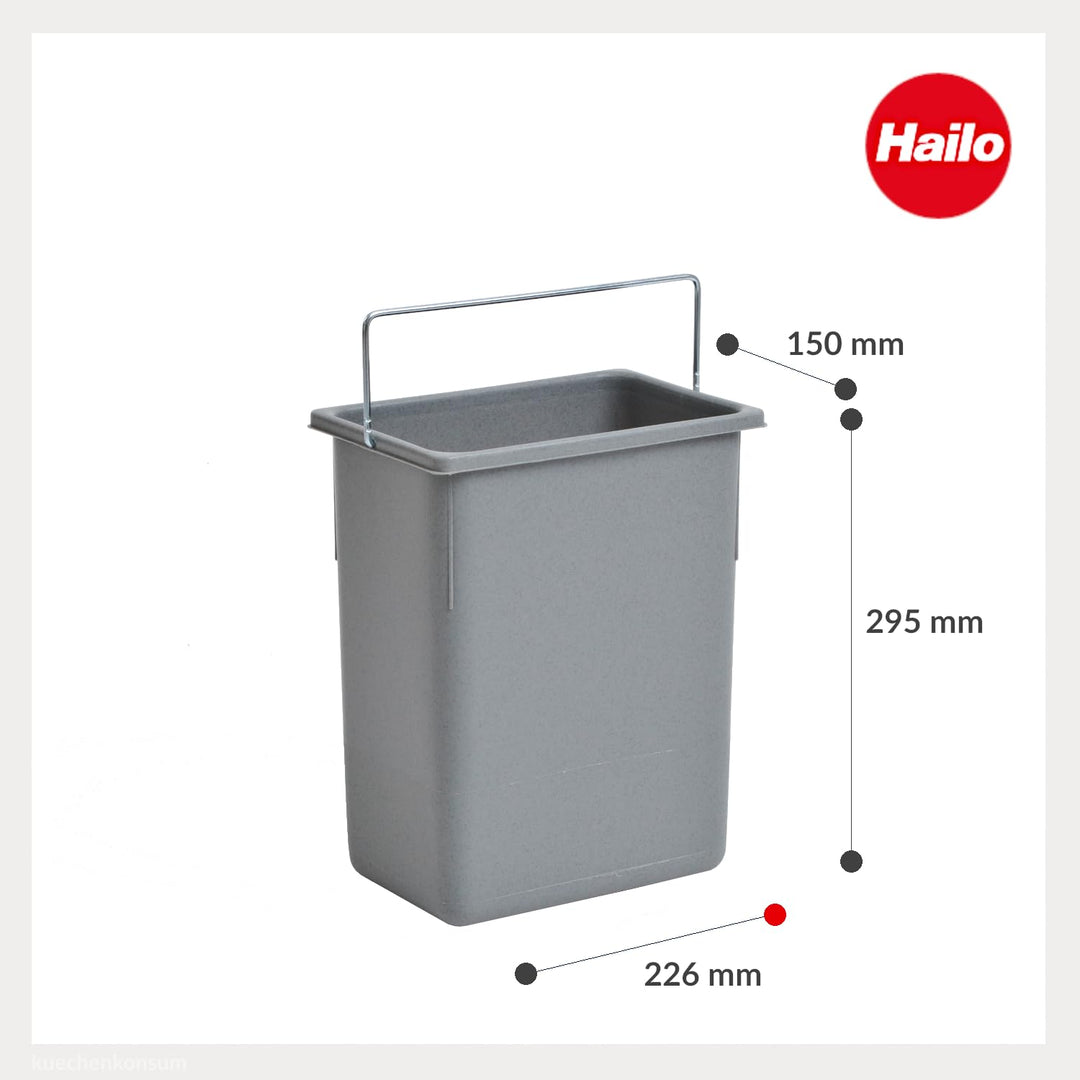 Hailo Inneneimer 1094089 | 8,5 L Abfallsammler mit verstärktem Rand | Kunststoff hellgrau für Rondo