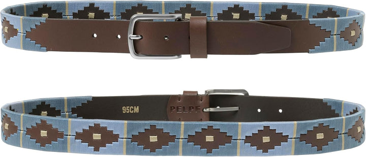Argentinischer Ledergürtel mit passender Schnur und Lederarmband. Auf Leder gestickter Gürtel für Mä