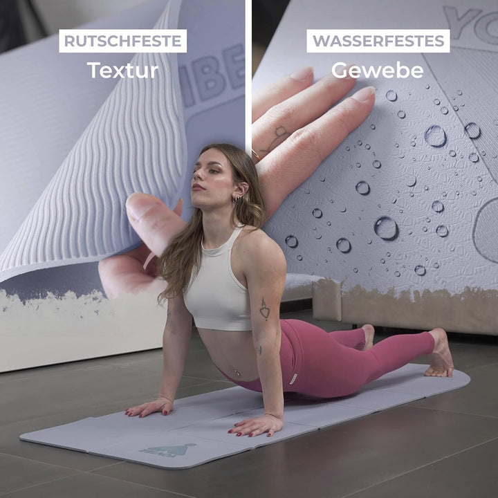YoVibe® Yoga Matte 183x60x0,6 cm gross– Yogamatte rutschfest, extra dick, aus TPE mit Tasche & Handt