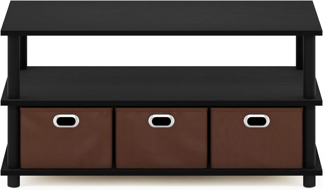 FURINNO Gruen Bücherregal, 3 Etagen, Schwarz, Schwarz