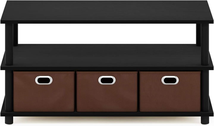 FURINNO Gruen Bücherregal, 3 Etagen, Schwarz, Schwarz
