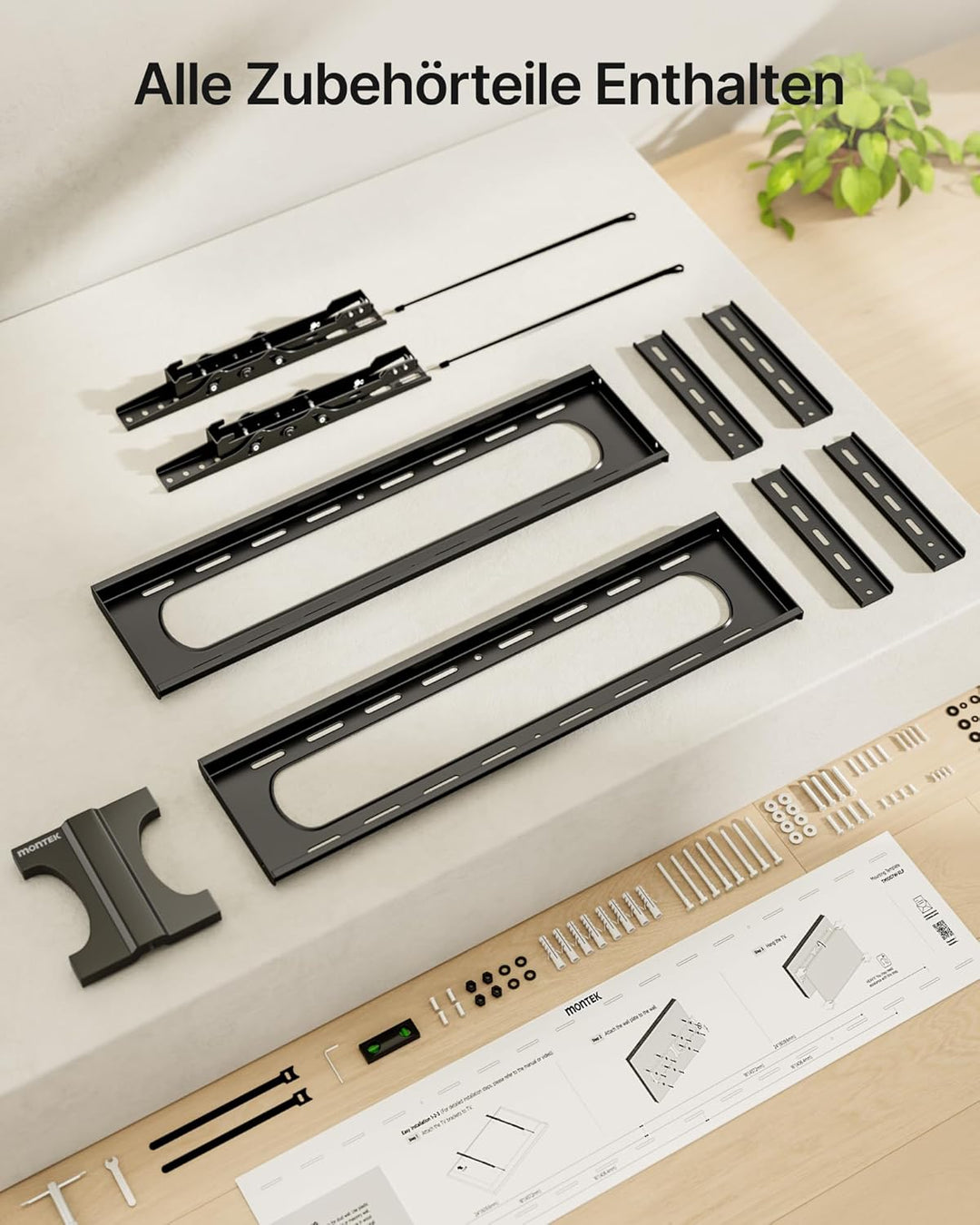 monTEK TV Wandhalterung, Neigbare TV Halterung für 37-140 Zoll Flach &amp; Curved Fernseher bis zu 136Kg