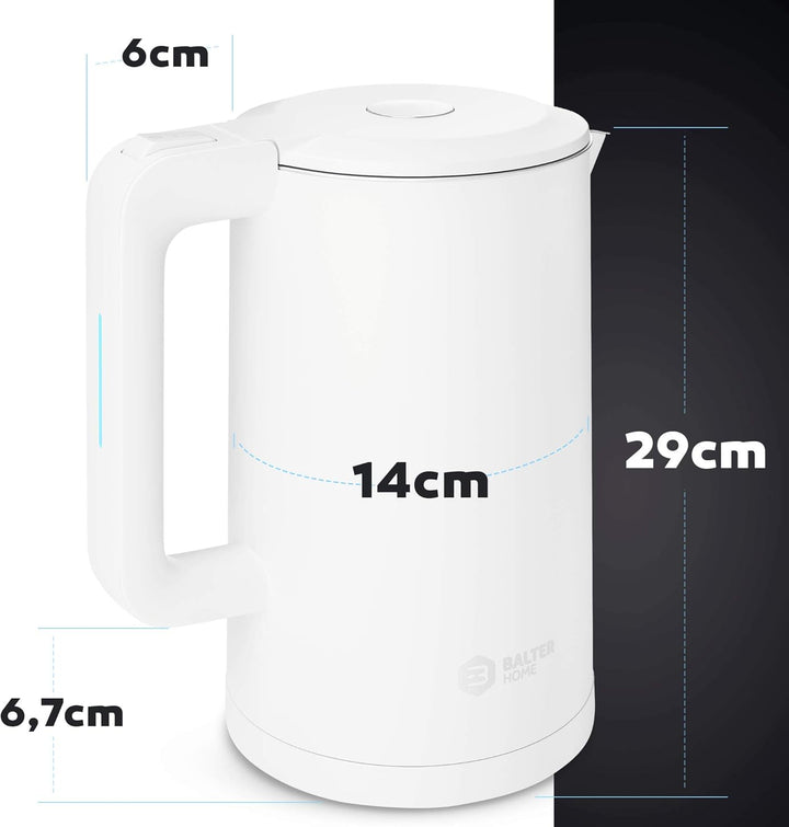 Balter Wasserkocher Edelstahl WK-4, 1,7 Liter, elektrischer Wasserkocher, Doppelwand Design, BPA fre