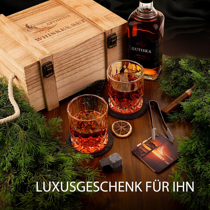 Whisky Glas und Stein Set Geschenk für Männer Ehemann Papa Freund Geburtstag Weihnachten Vatertag Be