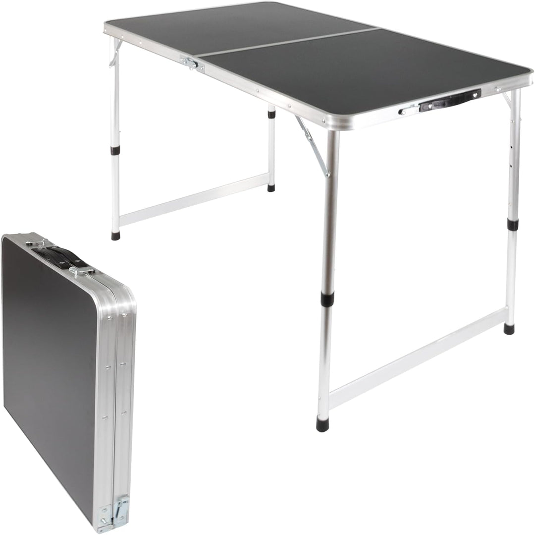 Lemodo Campingtisch schwarz klappbar | Klapptisch 3-Fach höhenverstellbar | Falttisch 120 x 60 cm |