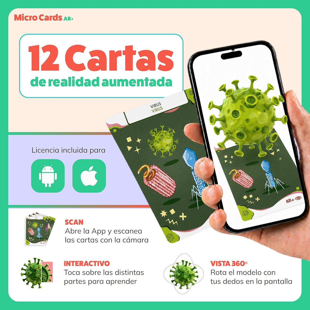 aAR+ Body Planet Micro Cards – Lernkarten Mikroorganismen mit Augmented Reality | Bakterien, Viren &