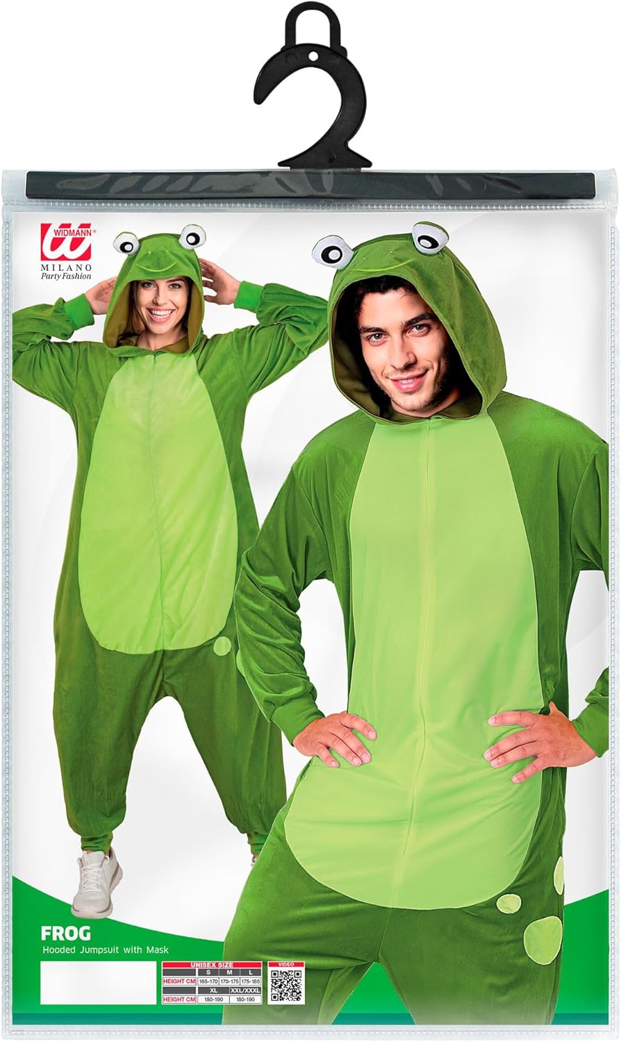 W WIDMANN MILANO Party Fashion - Tier Overall für Erwachsene, weicher Plüsch Jumpsuit mit Kapuze, Ti