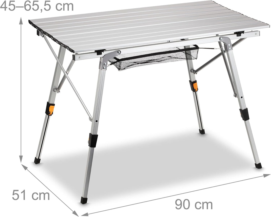 Relaxdays Klapptisch, klappbarer Camping Tisch, höhenverstellbar, Aluminium, faltbar, Alu Multifunkt