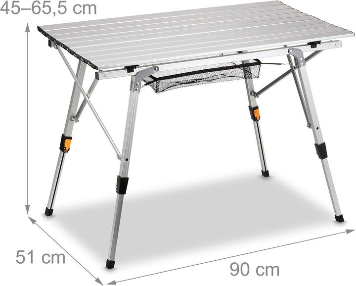 Relaxdays Klapptisch, klappbarer Camping Tisch, höhenverstellbar, Aluminium, faltbar, Alu Multifunkt
