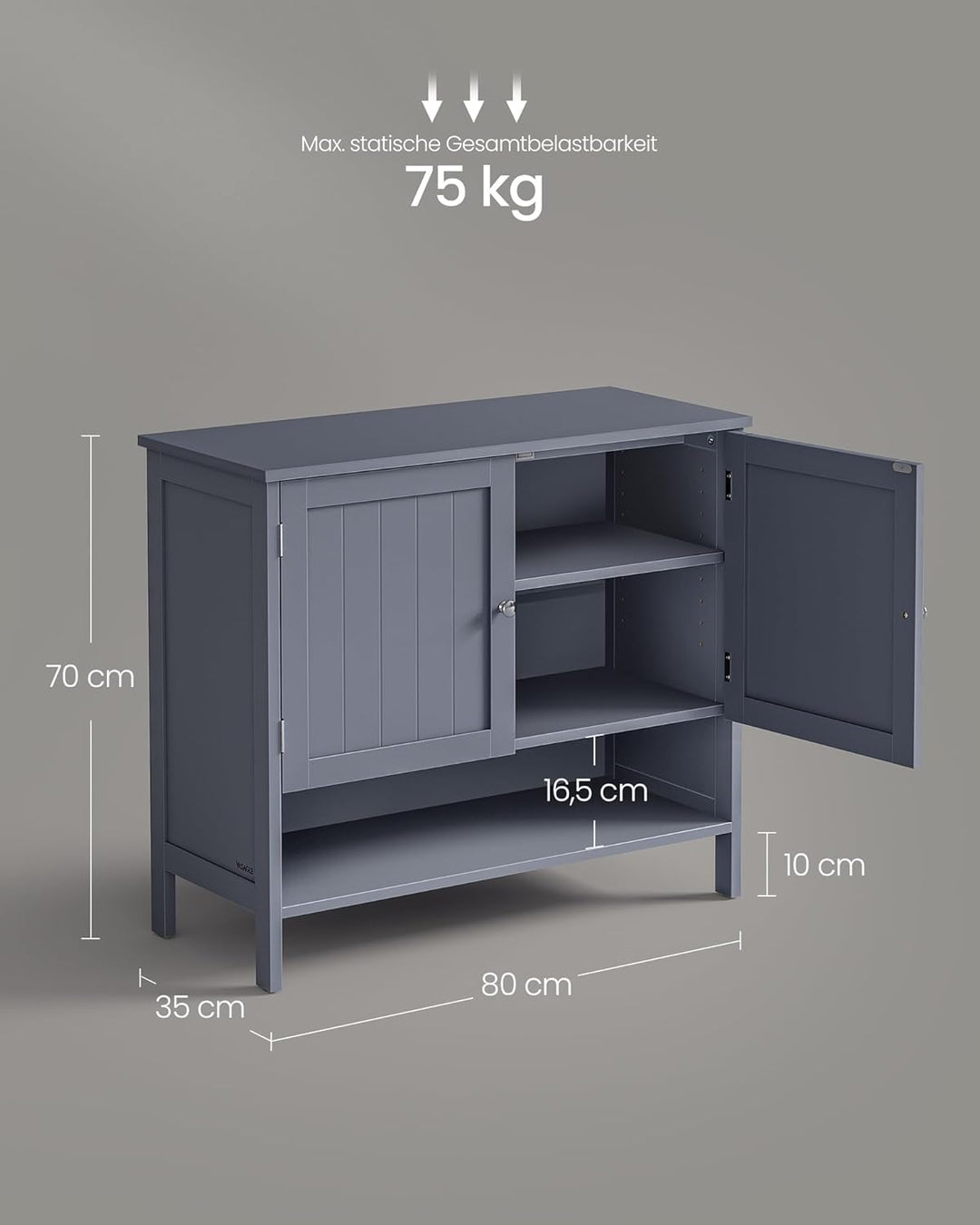 VASAGLE Schuhschrank, Schuhregal, Schuhaufbewahrung, moderner Landhausstil, freistehender Schrank mi