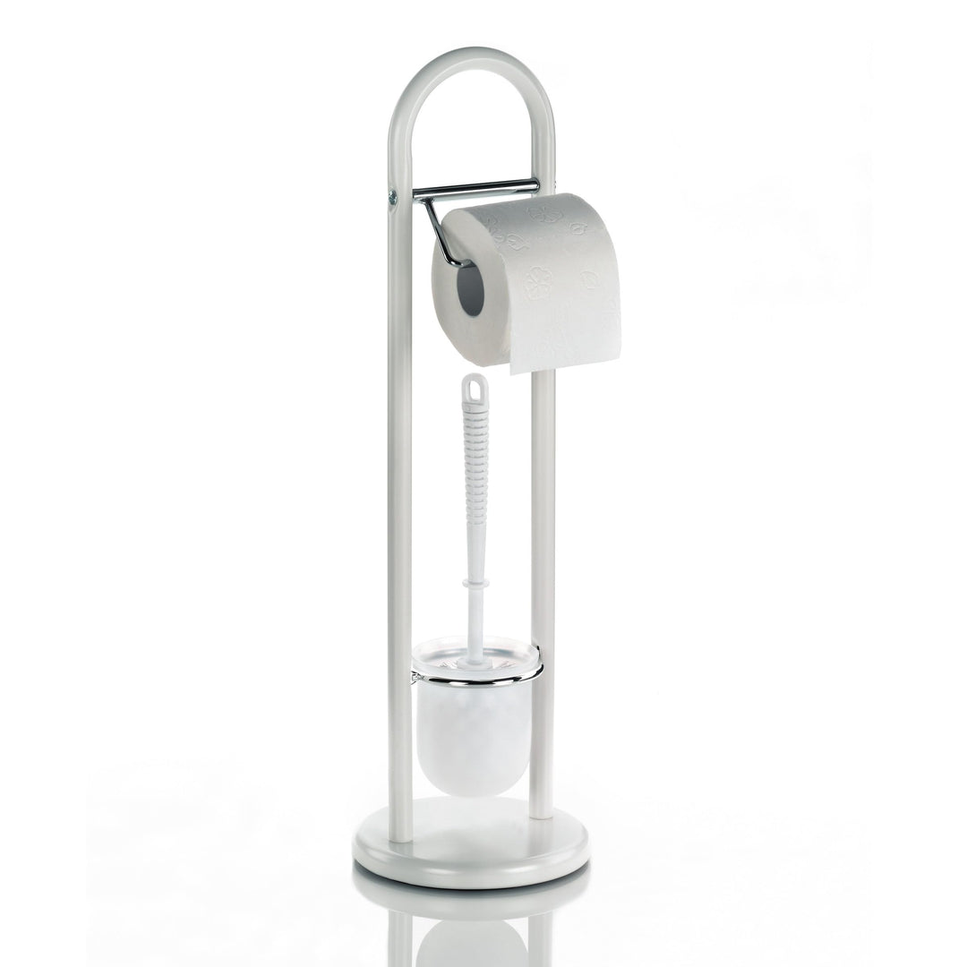 Kela 20975 Toilettengarnitur, WC-Bürstentopf und Papierhalterung, Linda, Metall, 65,5cm, Weiss, Weis