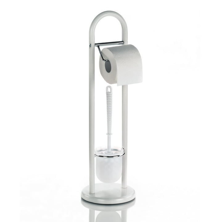 Kela 20975 Toilettengarnitur, WC-Bürstentopf und Papierhalterung, Linda, Metall, 65,5cm, Weiss, Weis