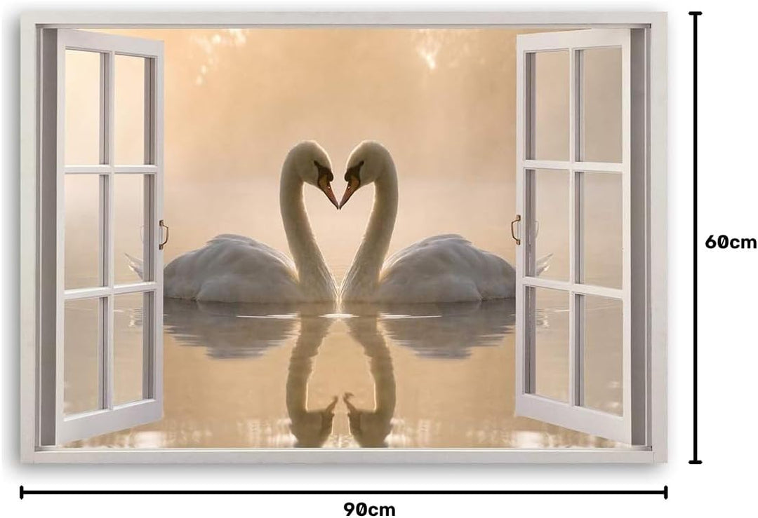 Feeby Viles - Leinwand Bilder - Fensterblick Natur- 90x60 cm- Deko Wohnzimmer - Wandbilder Schlafzim