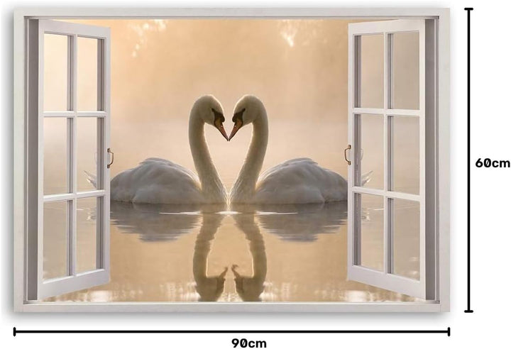 Feeby Viles - Leinwand Bilder - Fensterblick Natur- 90x60 cm- Deko Wohnzimmer - Wandbilder Schlafzim