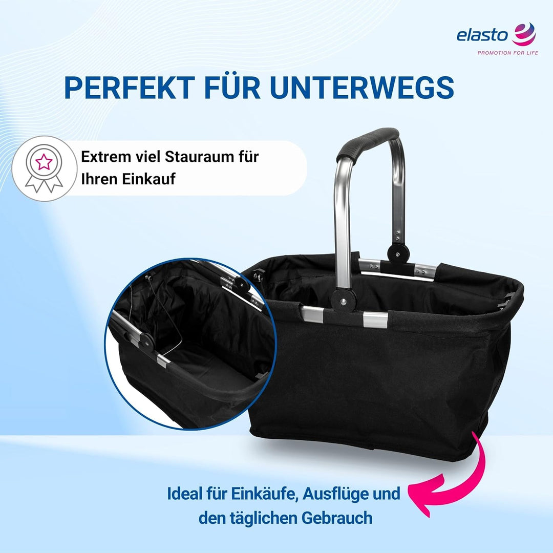 Einkaufskorb 'Carry' - Stabiler und Faltbarer Korb mit Henkel aus Aluminiumrahmen - ca. 30L Korbtasc