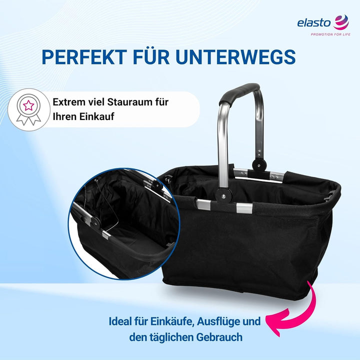 Einkaufskorb 'Carry' - Stabiler und Faltbarer Korb mit Henkel aus Aluminiumrahmen - ca. 30L Korbtasc
