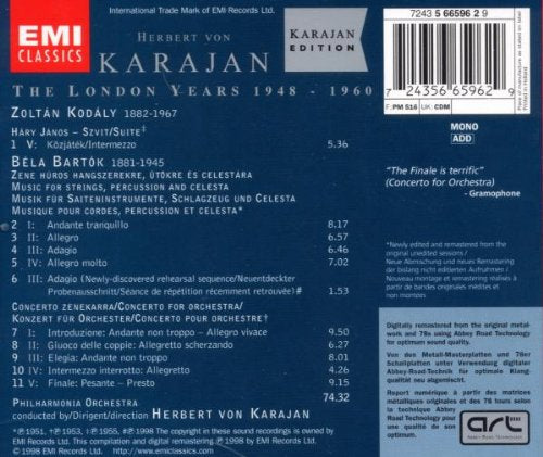 Karajan-Edition (Kodaly / Bartok), Audio-CD