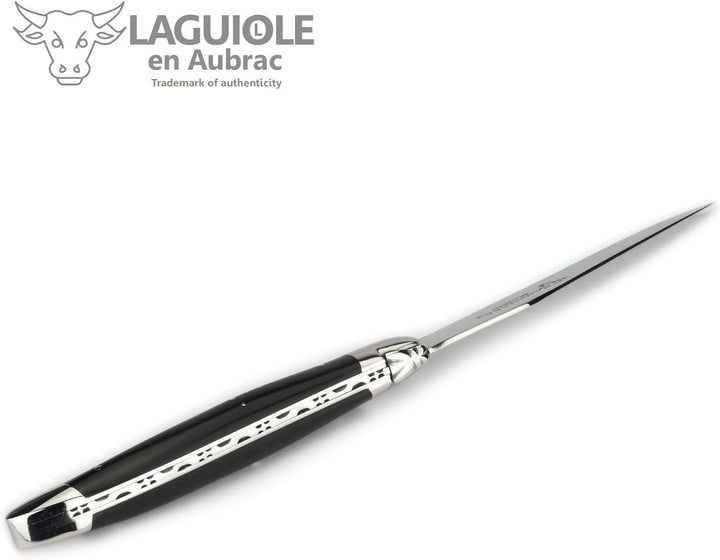 Laguiole en Aubrac - 6er Set Steakmesser Frankreich - Griff Ebenholz - Backen und Klinge glänzend -