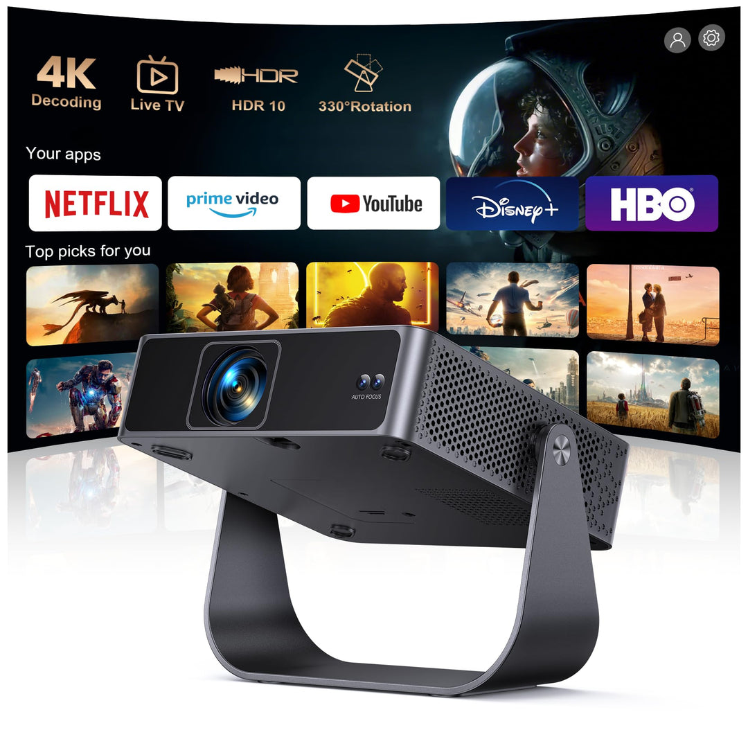 Mini-Beamer, tragbar, 4 K, Projektor, WiFi, Bluetooth, 1080P, FHD, unterstützt integrierte Apps, PUT