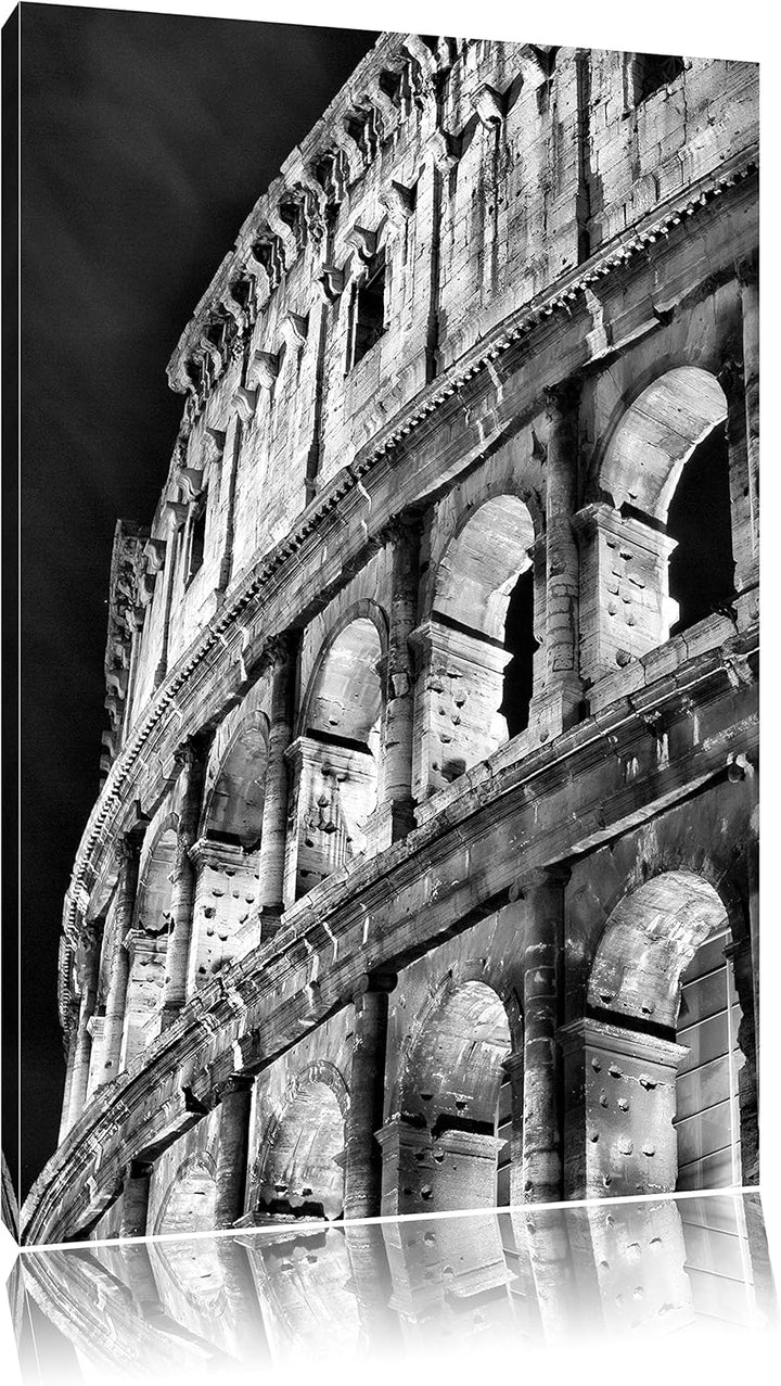 Pixxprint Kolosseum in Rom bei Nacht als Leinwandbild/Grösse: 100x70 cm/Wandbild/Kunstdruck/fertig b