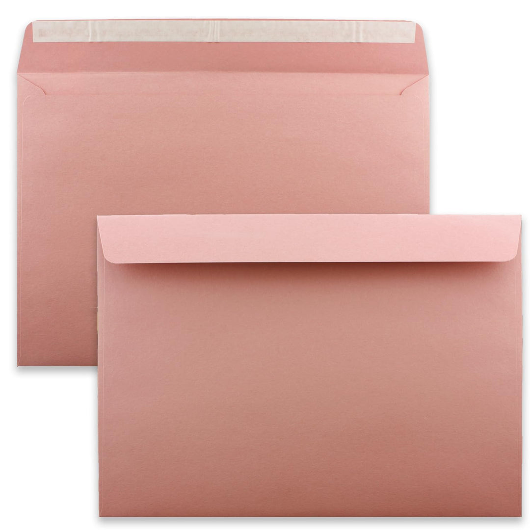 400x grosse XXL Briefumschläge DIN C4 in Alt-Rosa - 22,9 x 32,4 cm - Haftklebung ohne Fenster - Vers