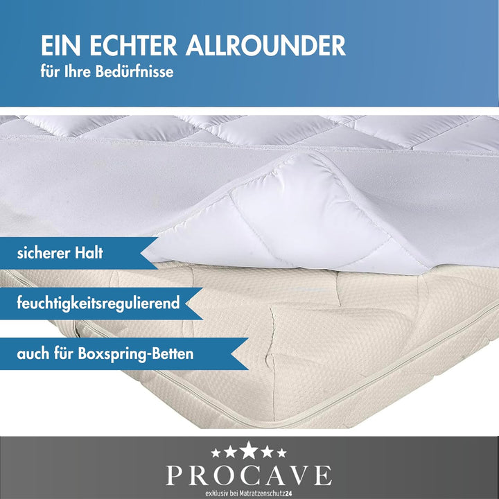 PROCAVE Micro-Comfort Matratzen-Bett-Schoner weiss 80x190 cm mit Spannumrandung | Höhe bis 30cm | Au