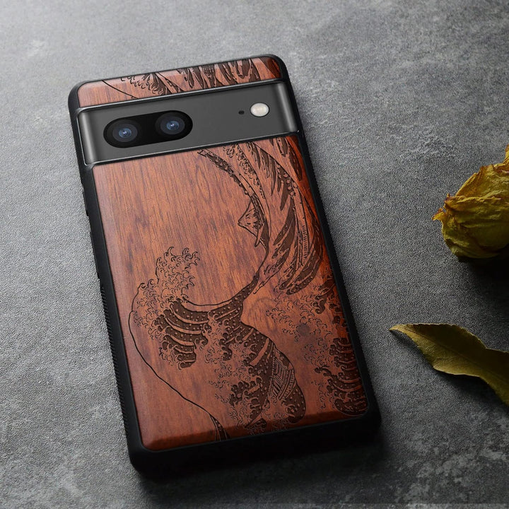 Carveit Holz Handyhülle für Google Pixel 7a Cover [Einzigartiges Design Case] Stossstange hülle Komp