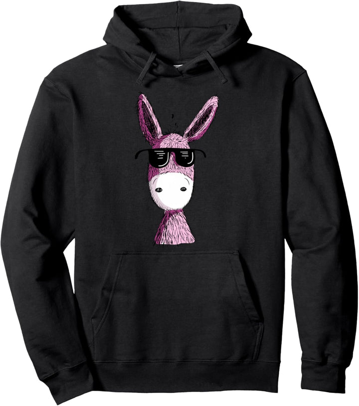 Cooler Pinker Esel I Funny Langohr Esel mit Sonnenbrille Pullover Hoodie