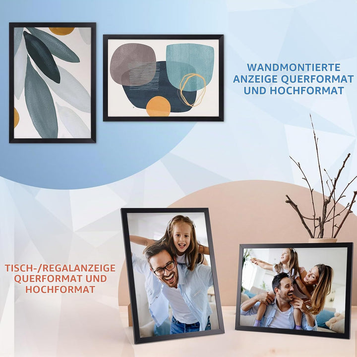 Hoikwo 18 Stück Bilderrahmen A4 Set, Schwarze Rahmen din A4 für 21x29,7 cm Foto Bilder Kinderzeichnu