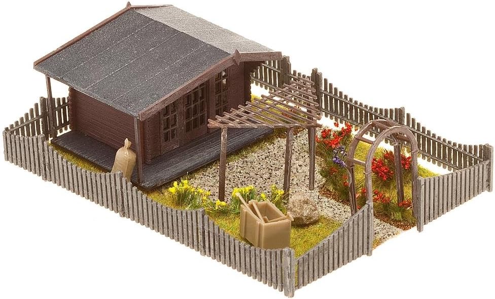 Faller 180491 H0 Schrebergarten mit Gartenlaube Bausatz, 13.9 x 3.7 x 22.4 cm, Braun