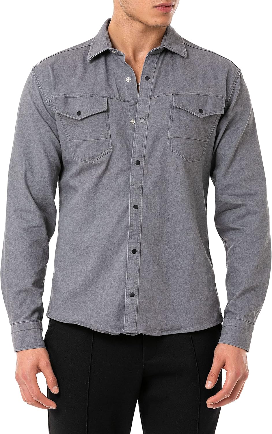 Redbridge Premium Denim Hemd Jeanshemd Baumwolle Casual S Grau, S Grau