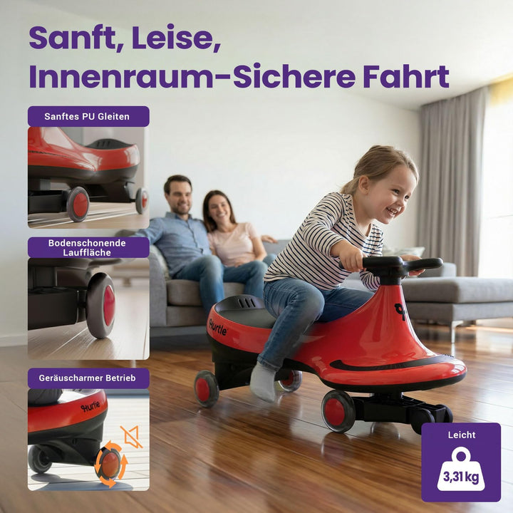 Hurtle Rutschauto Wiggle Drift Car für Kinder Rot Ohne Batterien Twist and Go fördert Motorik Indoor