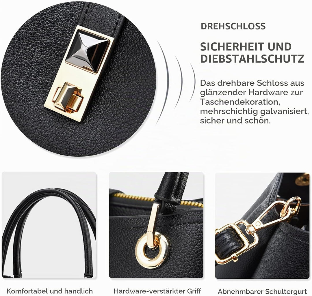 NICOLE &amp; DORIS Klein Tasche Einfach und Elegant Schultertaschen Damen Handtasche mit Fächern Multifu