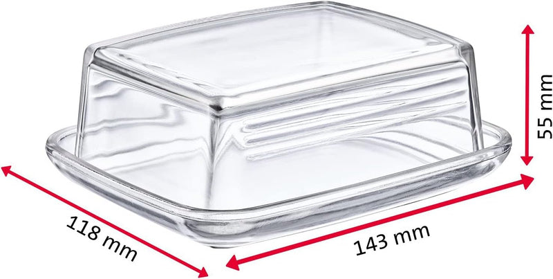 Westmark 2 Butterdosen aus Glas, Länge: 14,3 cm, Transparent, 208522E3 Glas Set 2tlg., Glas Set 2tlg