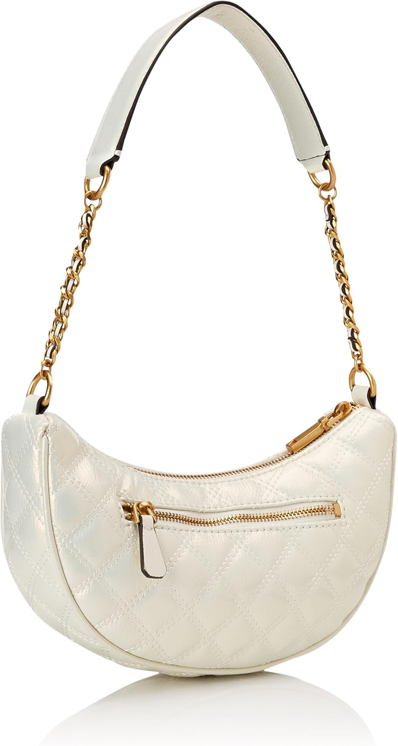 GUESS Damen Giully Top Zip Shoulder Schultertasche, Reissverschluss Oben, Elfenbein