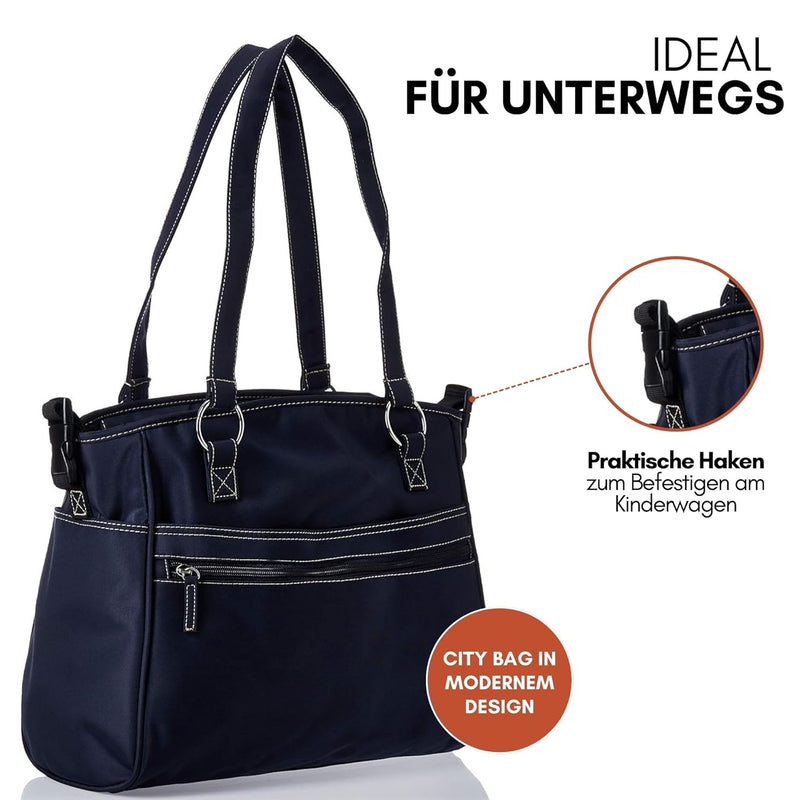 Hauck Baby Wickeltasche mit Unterlage City Bag, XXL Wickel Organizer für Unterwegs mit Aussen- und I