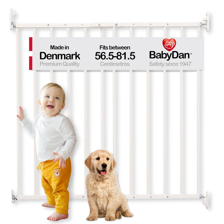 BabyDan Ebeltoft Schutzgitter - Babygitter für schmale Öffnungen (56,5-81,5 cm) - Wandtreppengitter