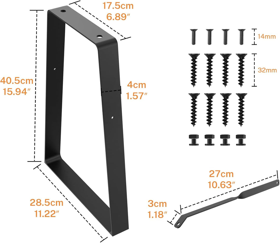 Signstek Tischbeine, 2*Möbelfüsse aus Metall, Couchtisch Beine, Bank füsse, Tisch füsse 40cm Höhe, M