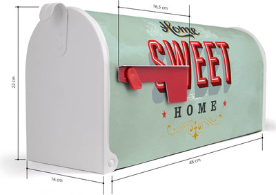 banjado® Amerikanischer Briefkasten - US Mailbox/Letterbox mit Motiv Home Sweet Home 51x22x17cm - Po