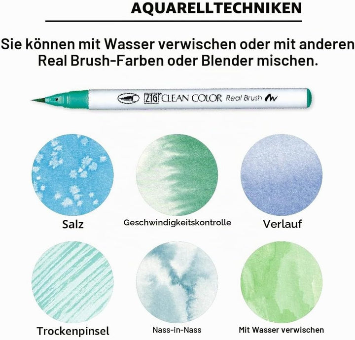 Kuretake Zig Clean Color Pinsel-Set, rauchige Farben, 30 Farben set B, [2022 Neue Farbe] 30 Farben S