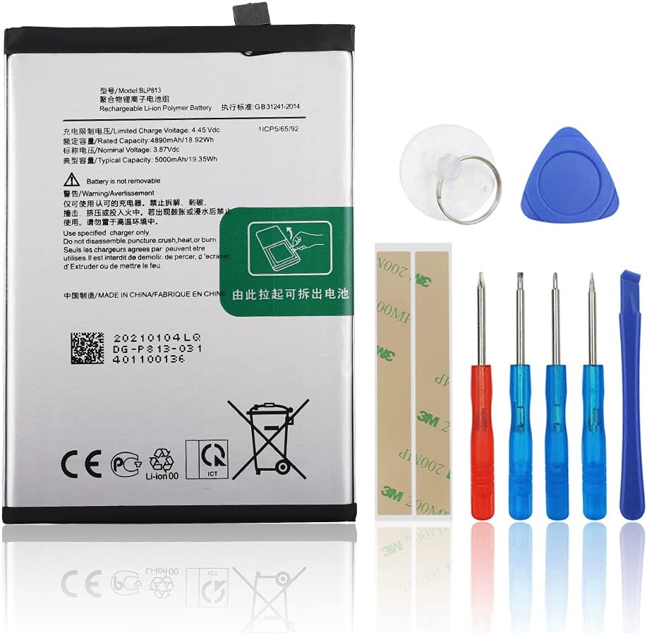 SwarKing Ersatz Akku Kompatibel mit OnePlus Nord N100 BE2013, BE2015 BLP813 with Toolkit