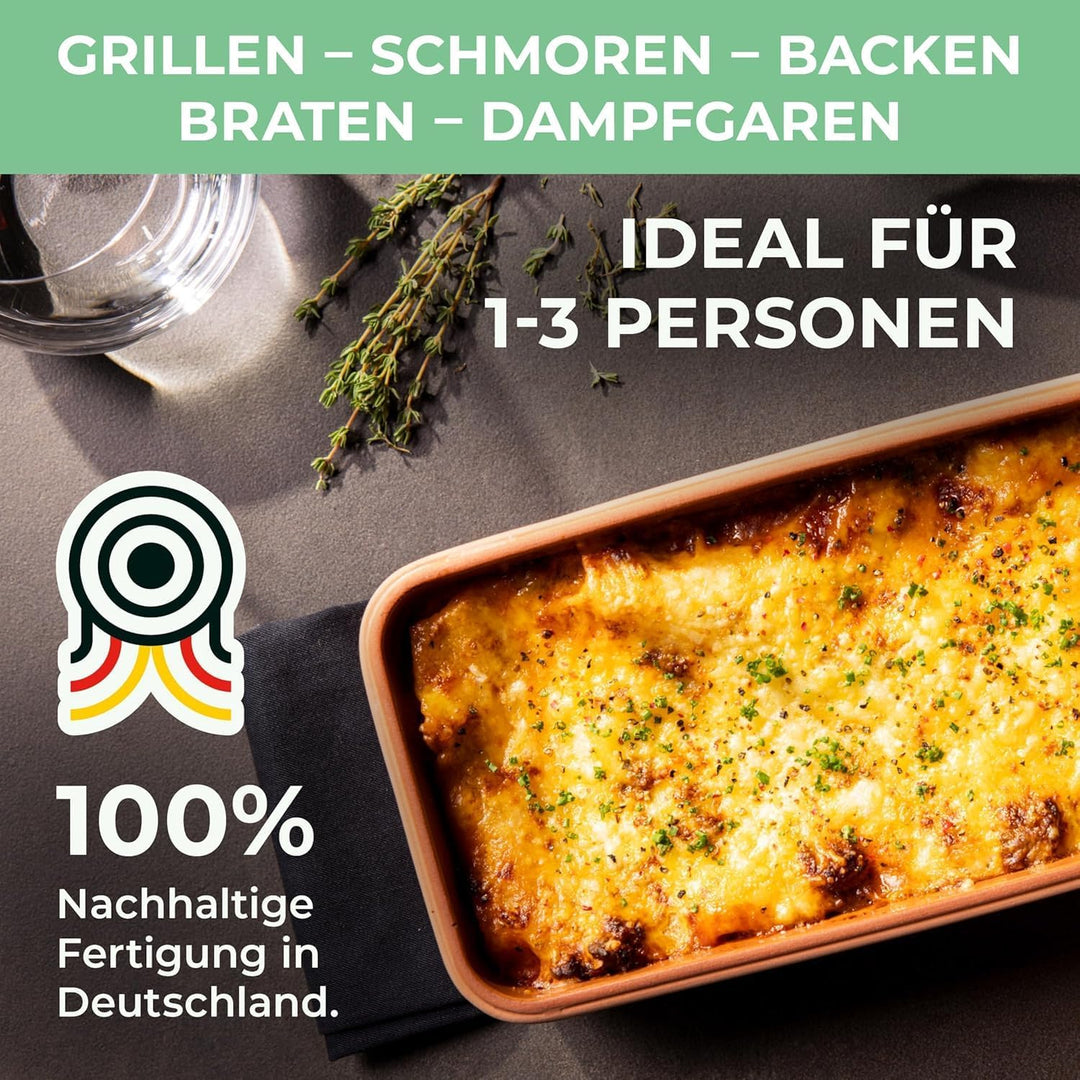 myromy® Brick Classic Backform & Mini-Bräter aus Keramik Natur-Ton – Brotbackform & Auflaufform mit