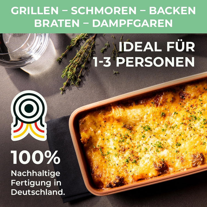 myromy® Brick Classic Backform & Mini-Bräter aus Keramik Natur-Ton – Brotbackform & Auflaufform mit