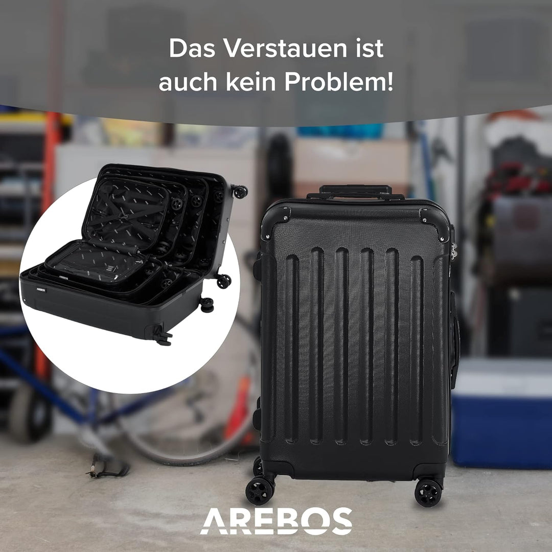 Arebos 4tlg. Hartschalenkofferset I ABS-Hartschale I Trolley Kofferset I Reisekoffer mit Teleskopgri