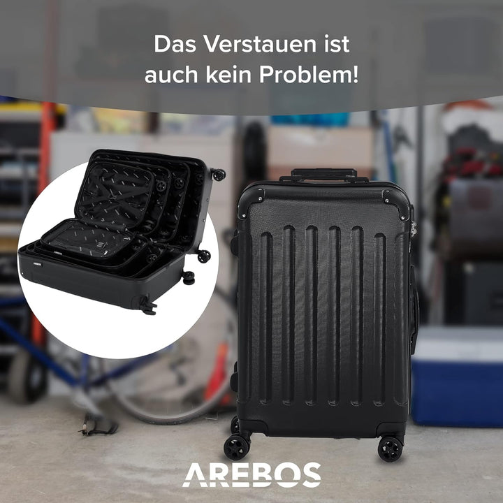 Arebos 4tlg. Hartschalenkofferset I ABS-Hartschale I Trolley Kofferset I Reisekoffer mit Teleskopgri