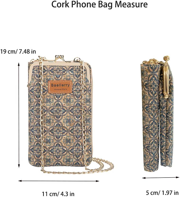 Kork Handy Umhängetasche Damen, Kleine Schultertasche Handytasche zum Umhängen mit Kartenfächer Cros